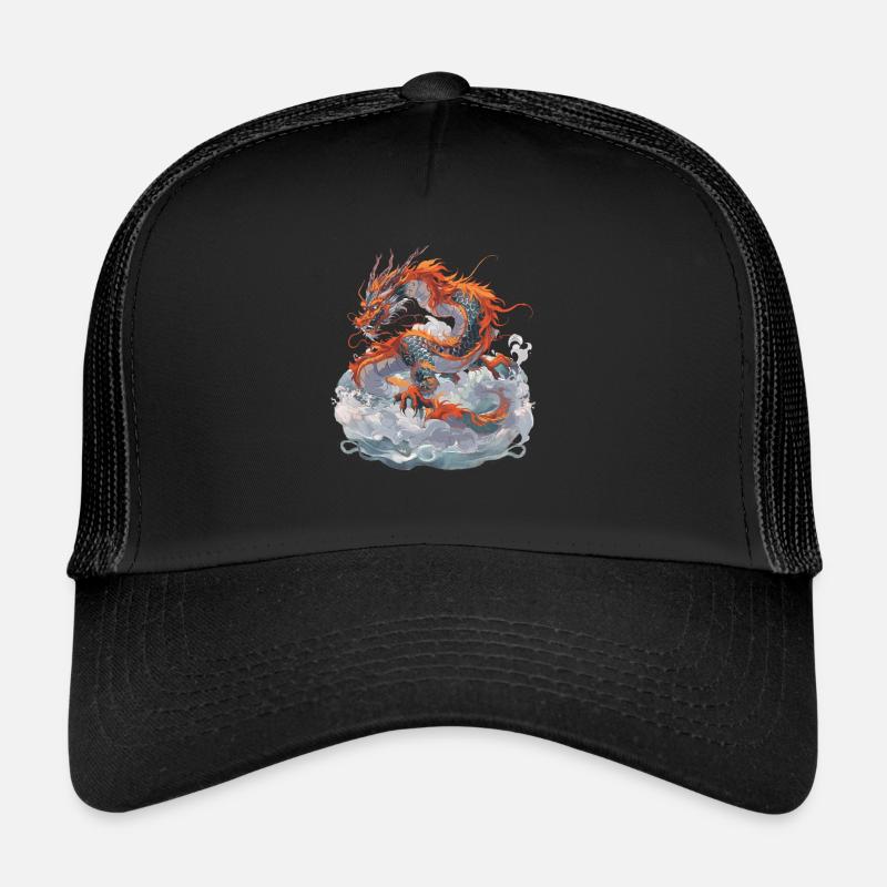 Drache Drachen Fabeltier Märchen - Trucker Cap - Schwarz/Schwarz