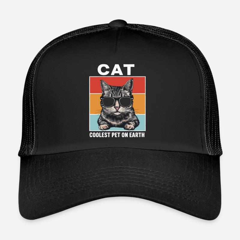 Cat Coolest Pet On Earth Retro Sunglasses Funny Trucker Cap