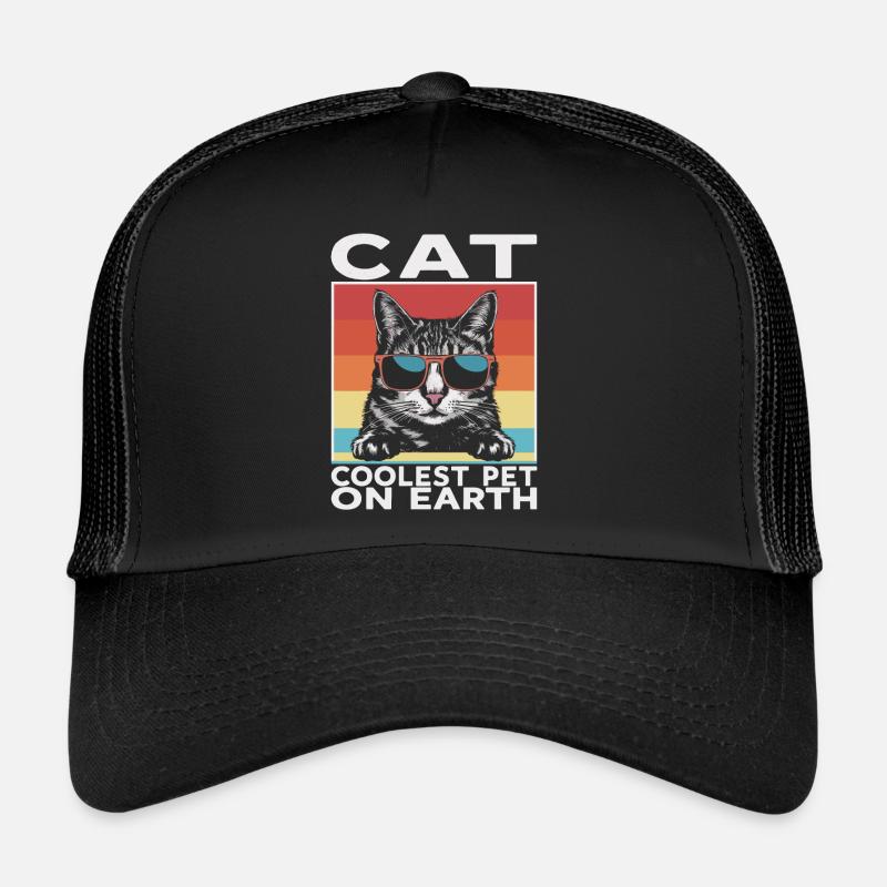 Cat Coolest Pet On Earth Retro Sunglasses Funny Trucker Cap