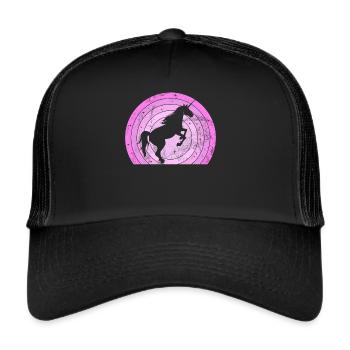 Einhorn -Retro -Einhorn Mythischer Kreatur Einhorn - Trucker Cap - Schwarz/Schwarz - Vorne