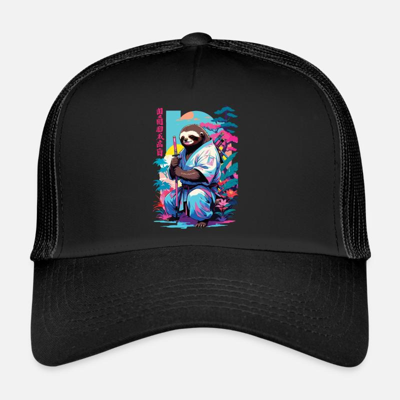 Samurai Faultier Aesthetic Vaporwave Stil Trucker Cap
