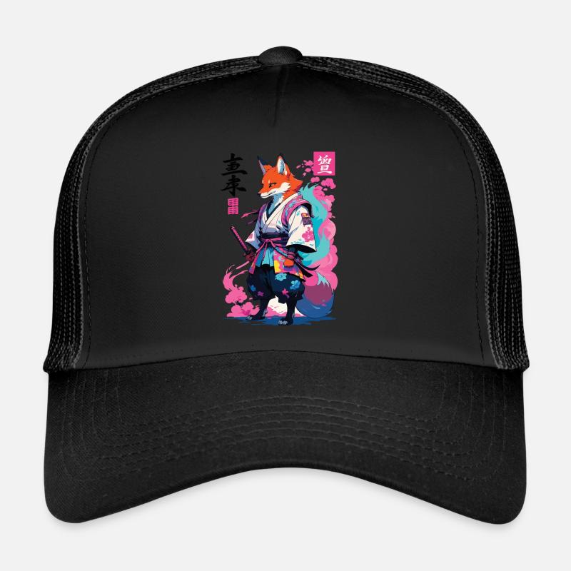 Kitsune Samurai Fuchs Aesthetic Vaporwave Stil Trucker Cap