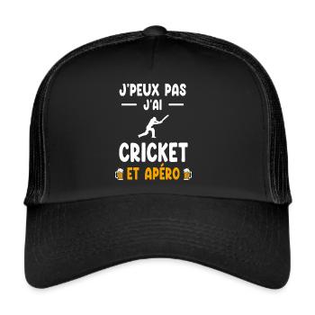 batsman I can't I have cricket aperitif - Trucker Cap - black/black - Front