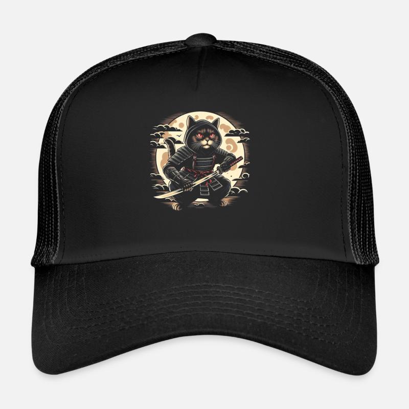Ninja Cat Japanese Samurai Japan Kawaii Warrior Trucker Cap