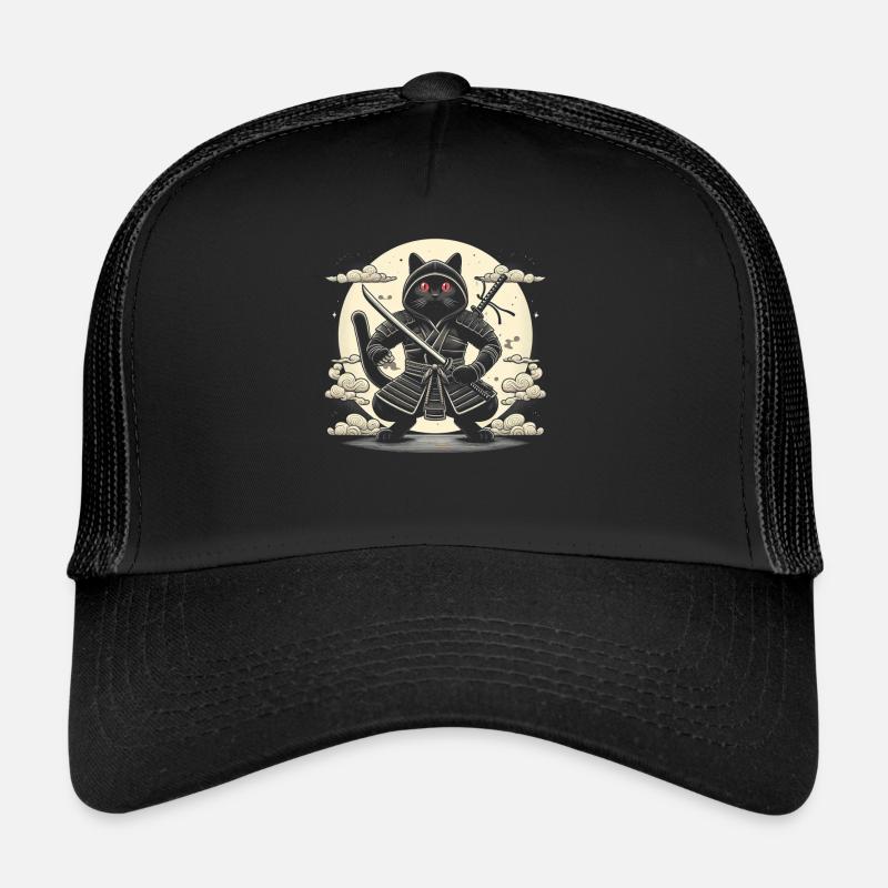 Ninja Cat Japanese Samurai Japan Kawaii Warrior Trucker Cap