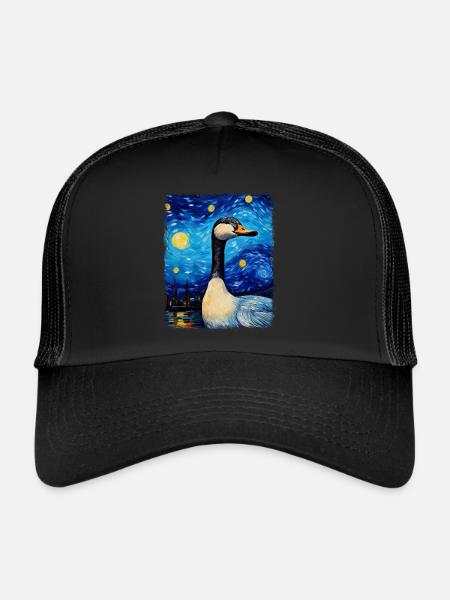Goose Goose Duck Starry Night Painting - Trucker Cap - black/black - Front