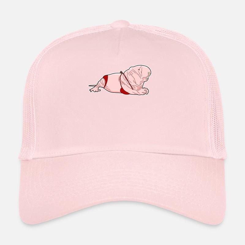 Ugly Naked Mole Rat with a Bikini Trucker Cap