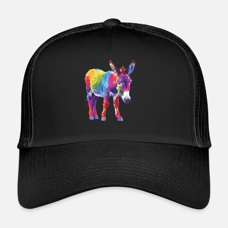 Bunter Esel Regenbogen Kunstwerk Trucker Cap