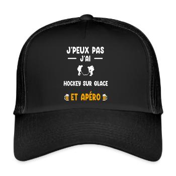 Hockeyspieler Ich kann nicht Ich kann keinen Eishockey-Aperitif - Trucker Cap - Schwarz/Schwarz - Vorne