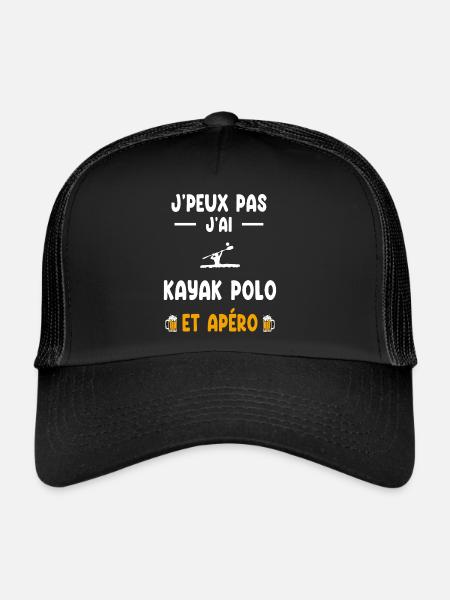 Kajakfahrer Ich kann nicht haben Kajak Polo Aperitif - Trucker Cap - Schwarz/Schwarz - Vorne