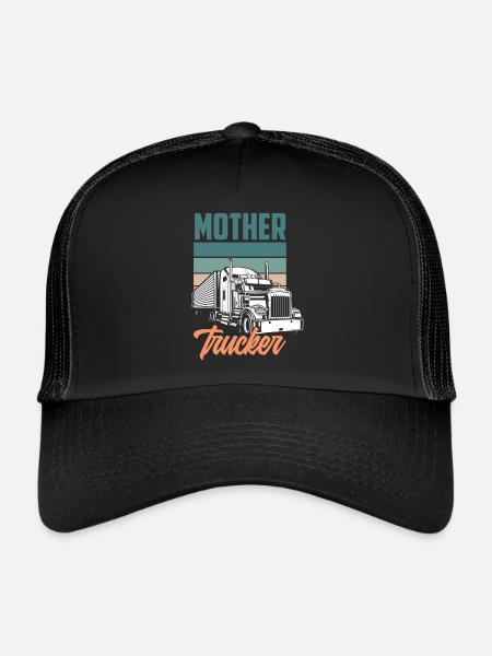 Rétro chauffeur de camion jeu de mots cadeau - Casquette trucker  - noir/noir - Devant