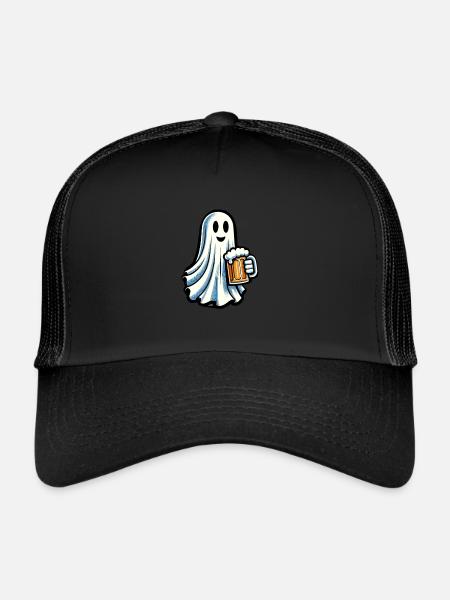 Drôle Halloween Party Ghost pour les buveurs - Casquette trucker  - noir/noir - Devant
