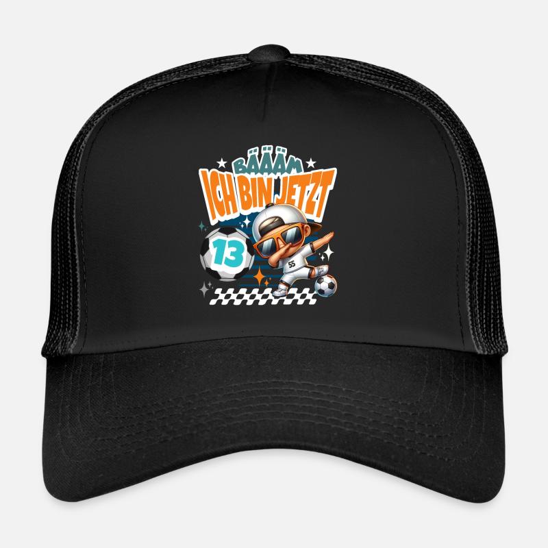 Fußball 13. Geburtstag Bääm Ich Bin Jetzt 13 - Trucker Cap - Schwarz/Schwarz