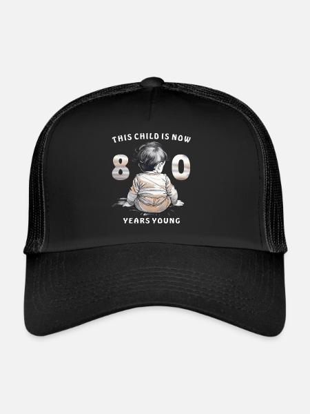 Child 80th Birthday - Trucker Cap - black/black - Front