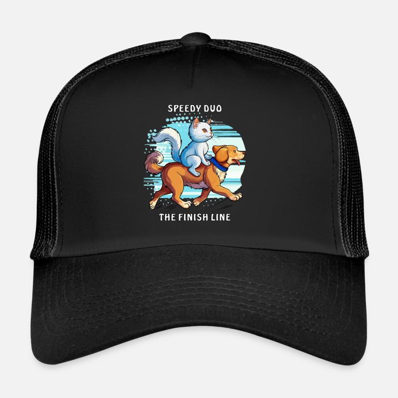 HUND KATZE SPEEDY DUO THE FINISH LINE - Trucker Cap - Schwarz/Schwarz