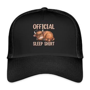 Official Sleeping House Highland Cow PJ Sleeping - Trucker Cap - black/black - Front