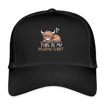 Official Sleeping House Highland Cow PJ Sleeping - Trucker Cap - black/black - Front
