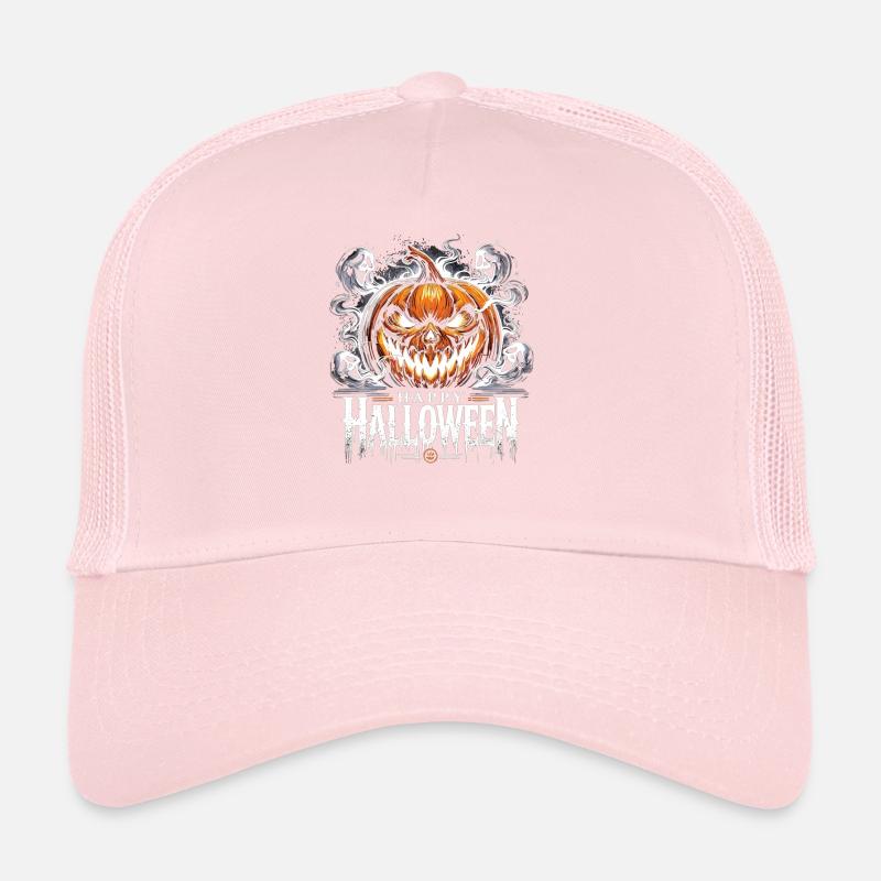 Spooky Burning Pumpkin - Happy Halloween Trucker Cap