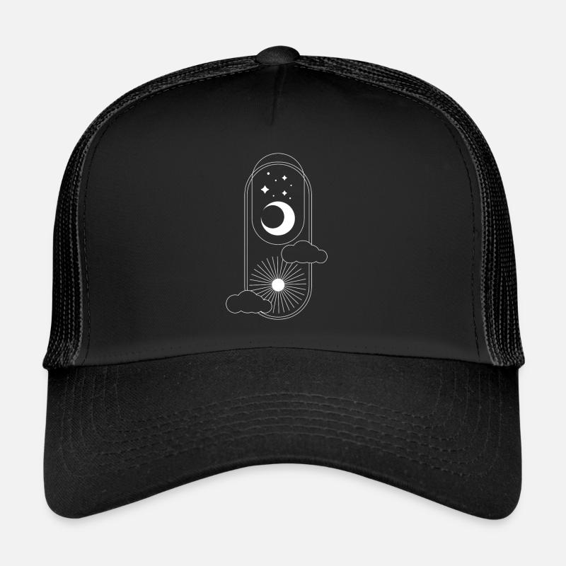 Soleil et Lune Nuages Étoiles Univers Casquette trucker 