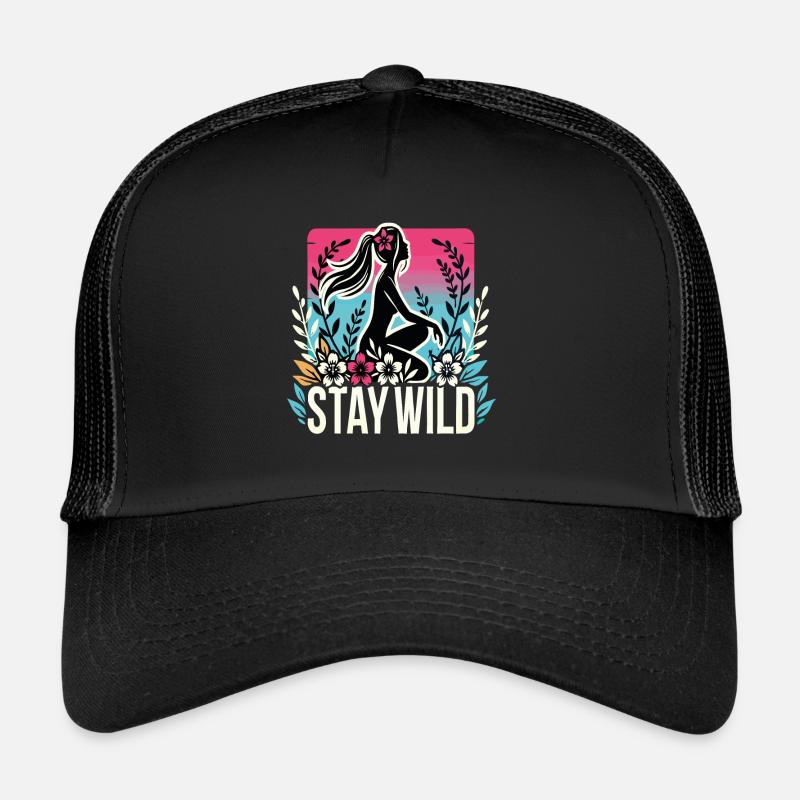 Stay Wild Silhouette mit Blumen Trucker Cap