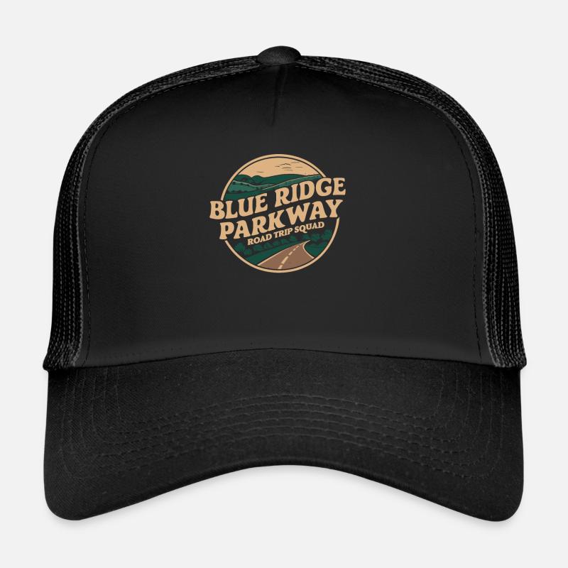 Blue Ridge Parkway Road Trip Squad Abenteuer - Trucker Cap - Schwarz/Schwarz