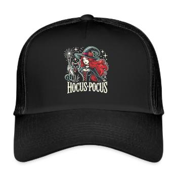 Mystic Witch and Cat with Hocus Pocus - Trucker Cap - black/black - Front