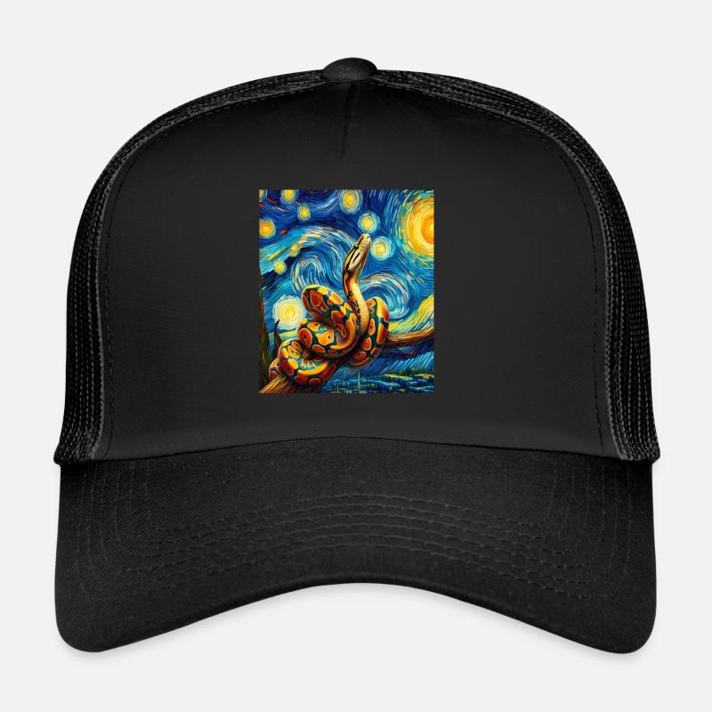 Kugelpython Schlange Sternennacht Gemälde Trucker Cap