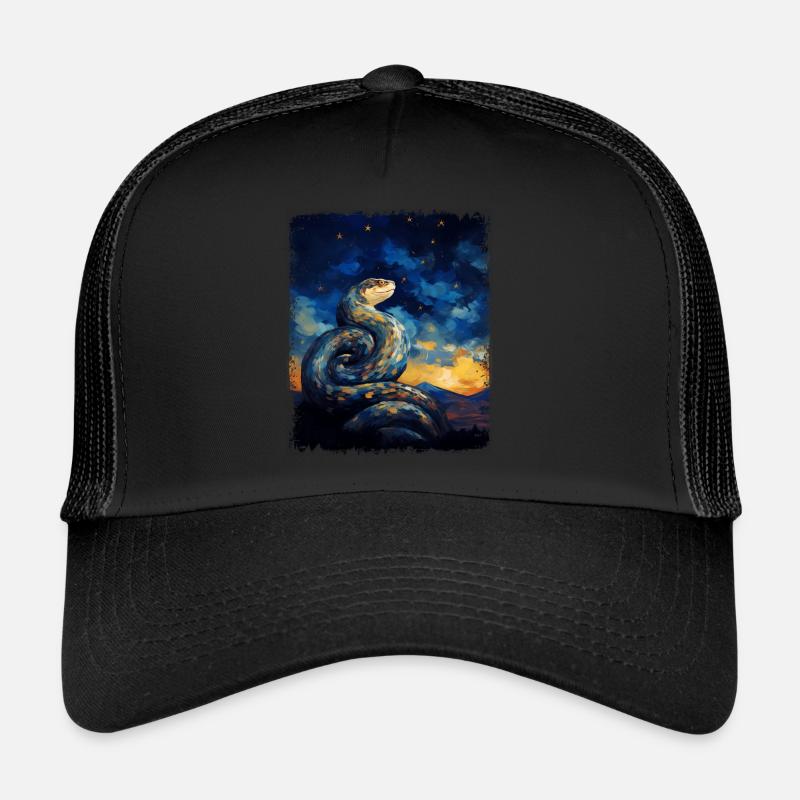 Kugelpython Schlange Sternennacht Gemälde Trucker Cap