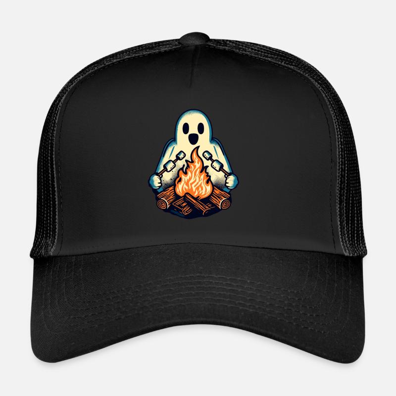 Ghost at Campfire Camping Site Halloween Spaß Trucker Cap