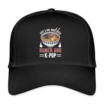 Ramen- Und K-Pop-Waren Kawaii Finger Herz - Trucker Cap - Schwarz/Schwarz - Vorne