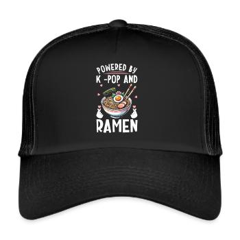 Ramen- Und K-Pop-Waren Kawaii Finger Herz - Trucker Cap - Schwarz/Schwarz - Vorne