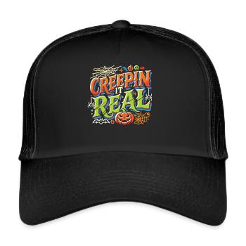 Creepin' It Real - Colorful Playful Halloween Shirt - Trucker Cap - black/black - Front