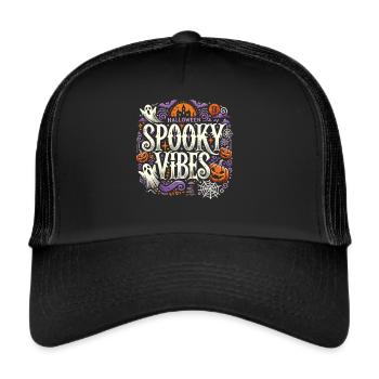 Halloween T-Shirt "Spooky Vibes" - Colorful - Trucker Cap - black/black - Front