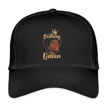 Geburtstagskönigin Afroamerikaner Melanin Schwarz - Trucker Cap - Schwarz/Schwarz - Vorne