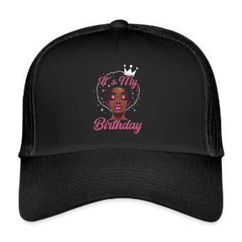 Geburtstagskönigin Afroamerikaner Melanin Schwarz - Trucker Cap - Schwarz/Schwarz - Vorne
