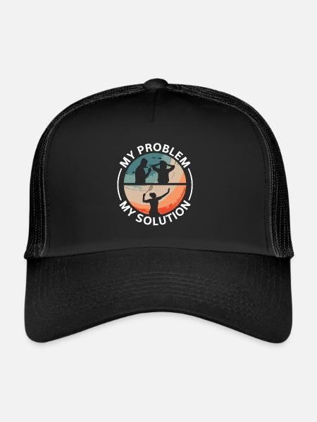 Instructeur d’éducation physique Mon problème Mon pictogramme Maman Papa - Casquette trucker  - noir/noir - Devant