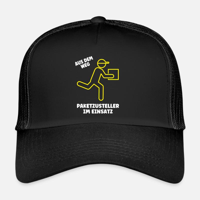 Paketzusteller im Einsatz Postbote Paket Zusteller - Trucker Cap - Schwarz/Schwarz