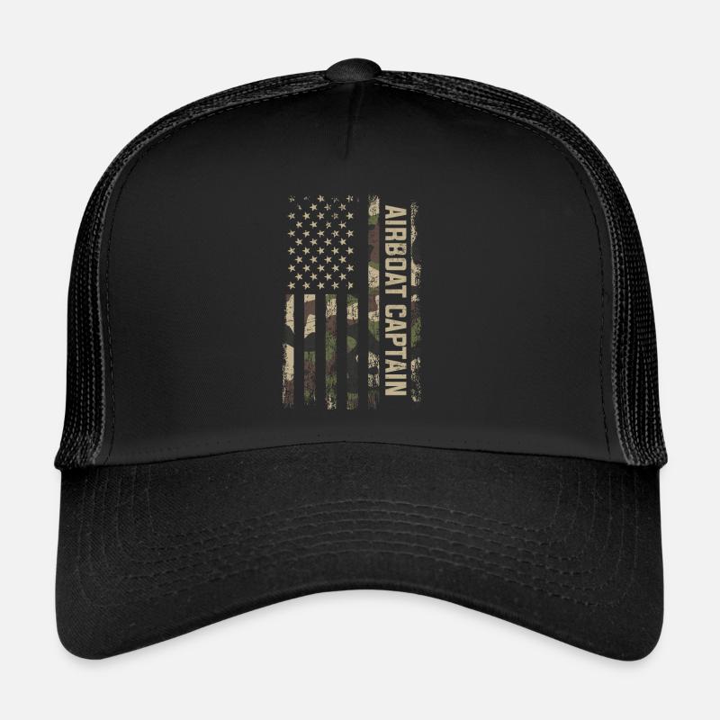 airboat american flag - Trucker Cap - Schwarz/Schwarz