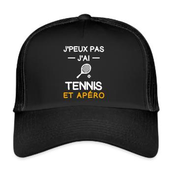 Ich kann nicht haben Tennisschläger Aperitif Tennismann - Trucker Cap - Schwarz/Schwarz - Vorne