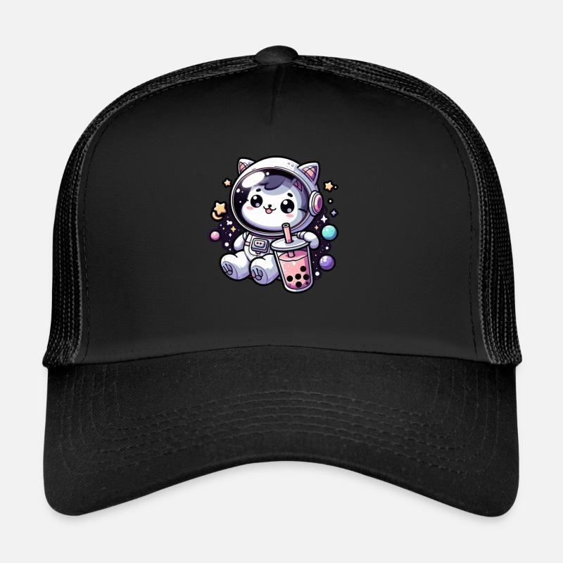 Thé à bulles Kawaii Cat Astronaut dans l’espace Casquette trucker 