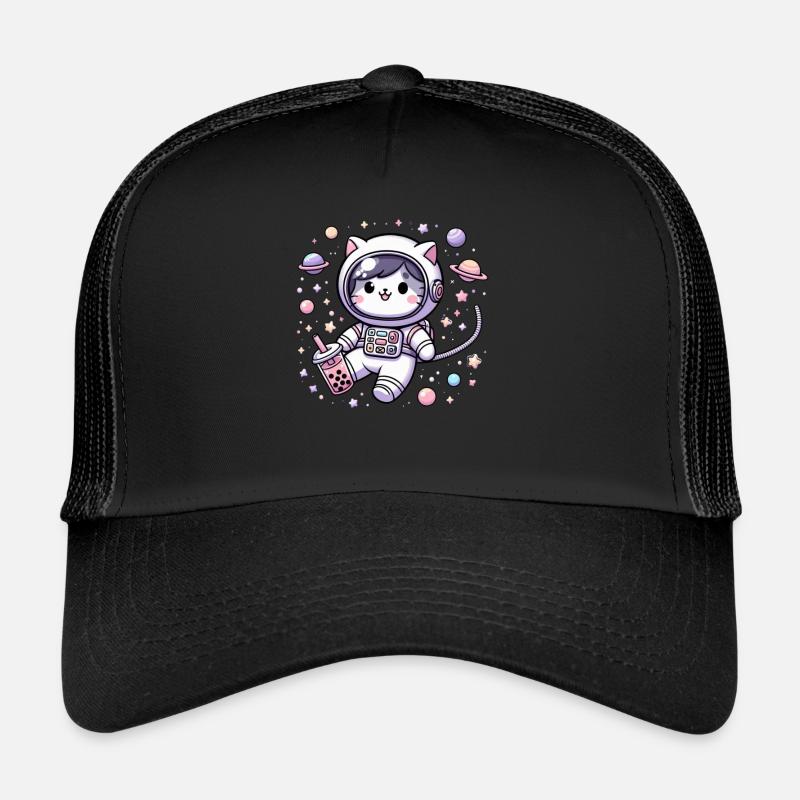Thé à bulles Kawaii Cat Astronaut dans l’espace Casquette trucker 