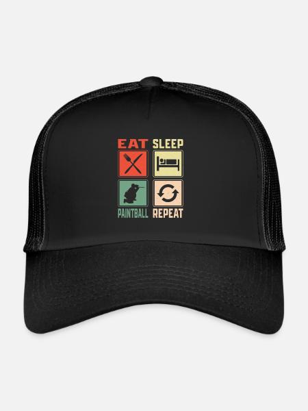Eat Sleep Paintball Repeat Paintballer Tactical Pl - Trucker Cap - black/black - Front