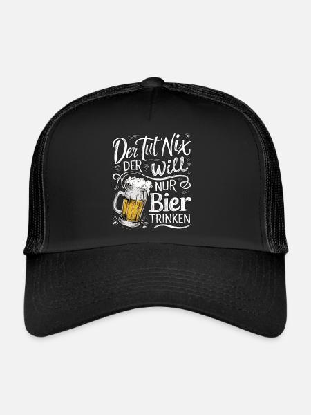 He doesn't do anything, he just wants to drink beer - Trucker Cap - black/black - Front