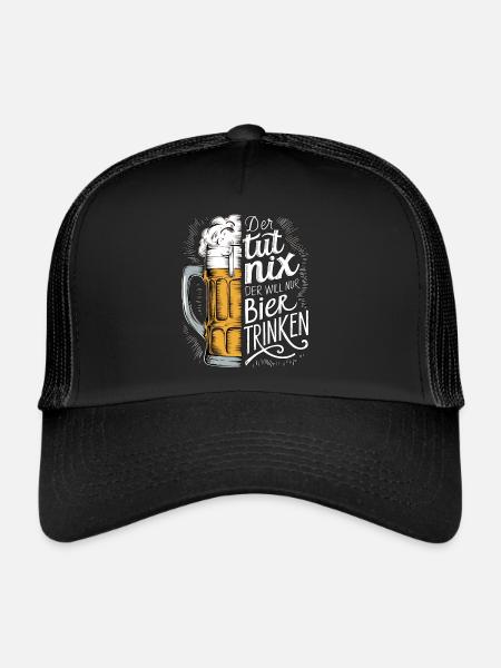 He doesn't do anything, he just wants to drink beer - Trucker Cap - black/black - Front