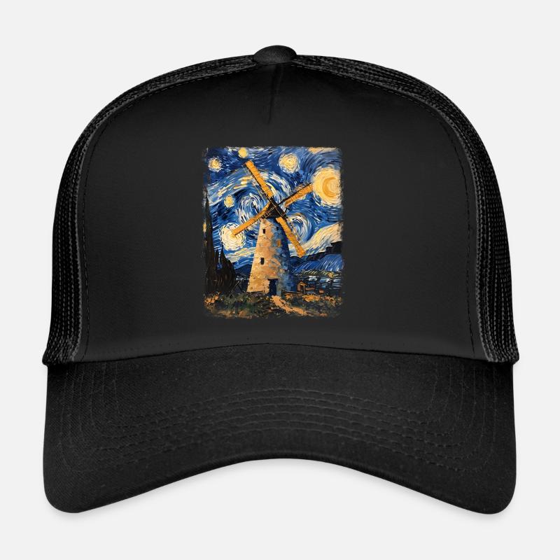 Éolienne Éolienne Peinture Nuit Étoilée Casquette trucker 