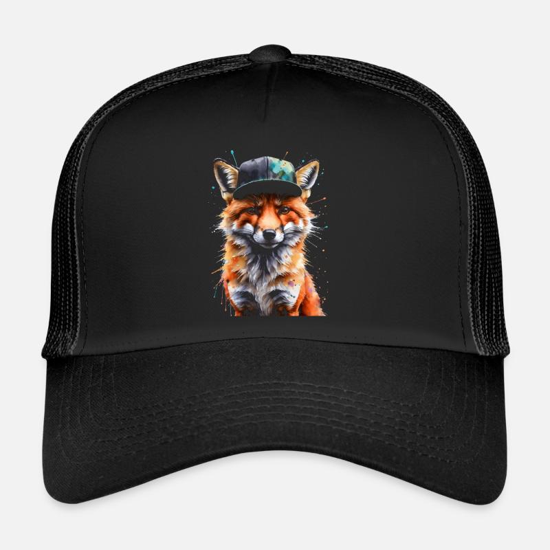 Fox Snapback Cap Cool Animal Design Print Trucker Cap