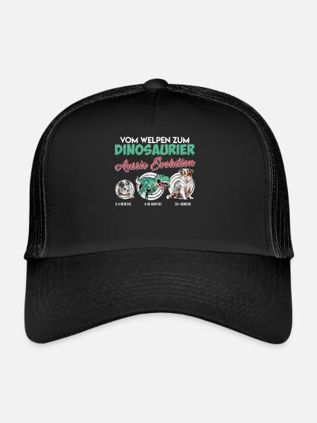 Aussie FROM PUPPY TO DINOSAUR Aussie evolution - Trucker Cap - black/black - Front