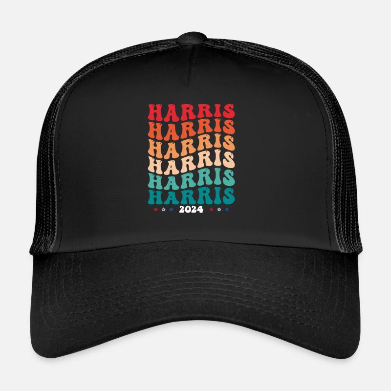 Groovy Couleurs du drapeau des États-Unis à Kamala Harris 2024 pour Casquette trucker 