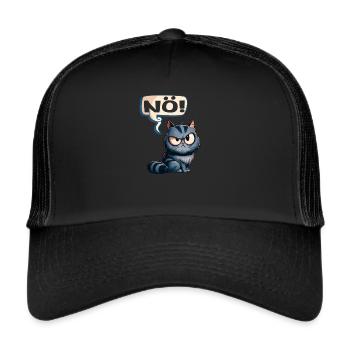 Grummelige Katze - Nö! fieses Kätzchen keine Lust - Trucker Cap - Schwarz/Schwarz - Vorne