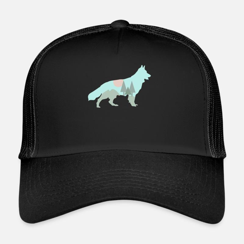 Berger Blanc Chien Forêt Extérieur Casquette trucker 